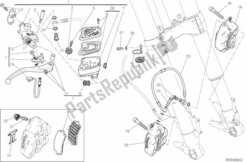 All parts for the Front Brake System of the Ducati Diavel Xdiavel S Brasil 1260 2019